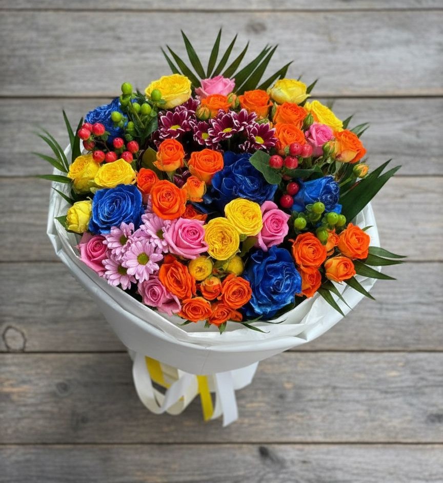 Букет цветов из: Розы и Хризантемы в Новом Маяке