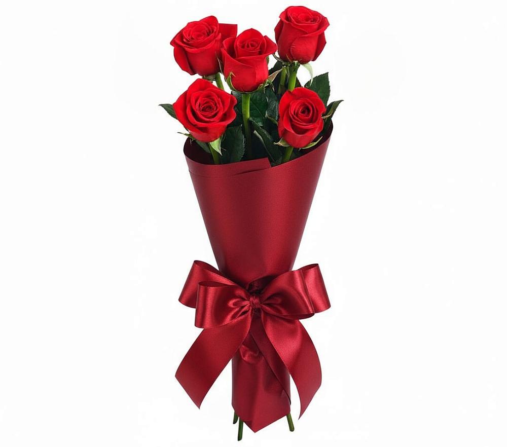 Букет 5 Красных роз Эдлесс Лав в Новом Маяке