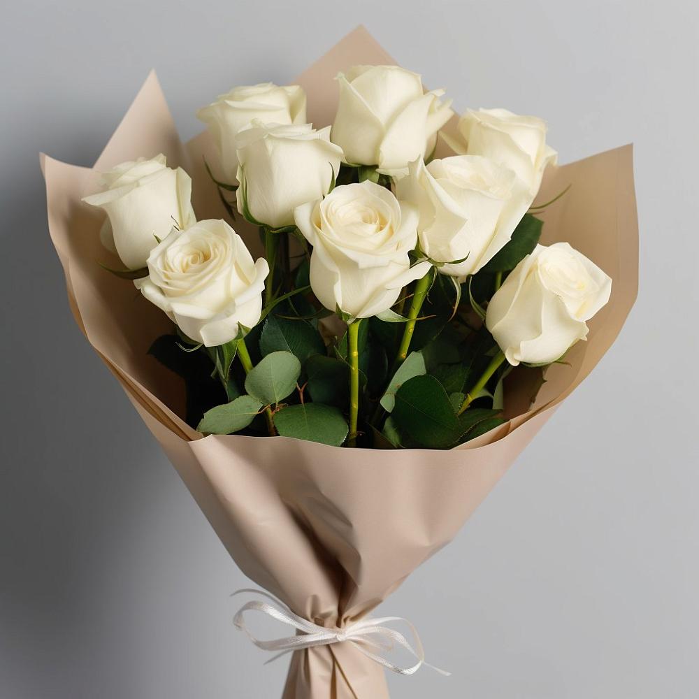 Букет 9 Белых роз Эдлесс Лав в Новом Маяке