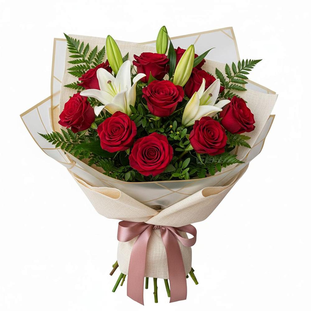 Букет цветов из: Лилии и Розы в Новом Маяке