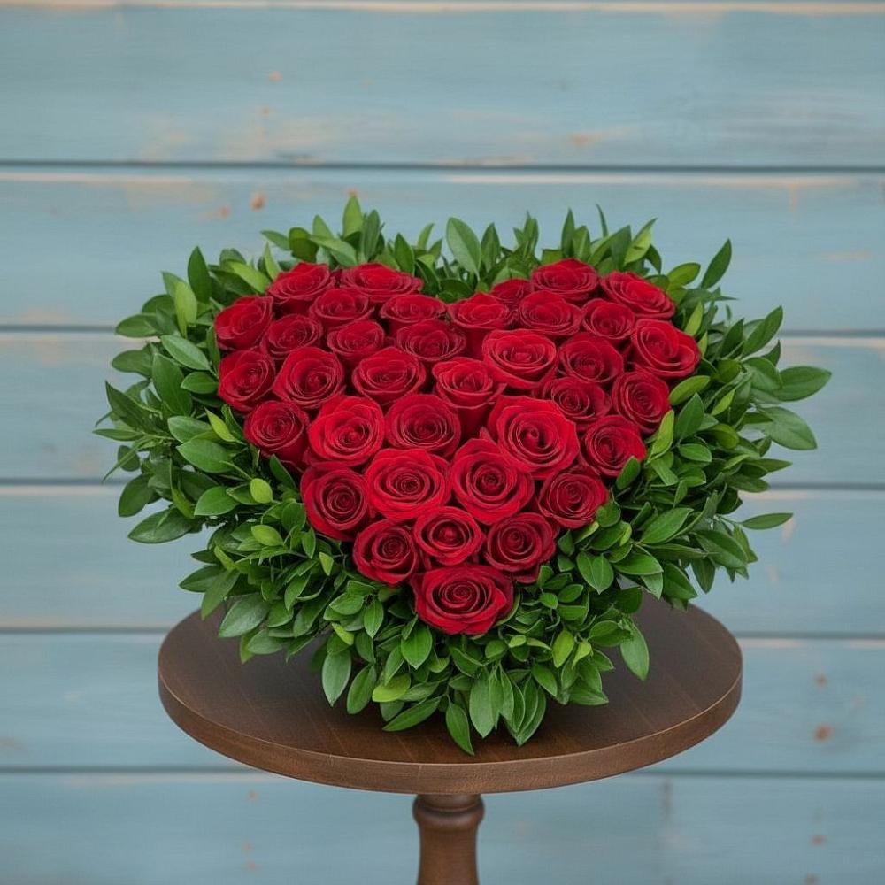 Цветочная композиция из Розы в виде сердца в Новом Маяке