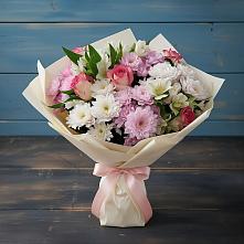 Букет цветов из:  Хризантемы, Альстромерии и Розы #REPLACE_PRED# Новом Маяке