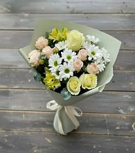 Букет цветов из:  Альстромерии, Розы и Хризантемы в Новом Маяке