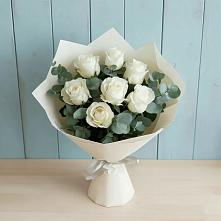 Букет Белые розы в Эвкалипте в Новом Маяке