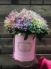 Цветочная композиция из Гипсофила и Розы в шляпной коробке #REPLACE_PRED# Новом Маяке